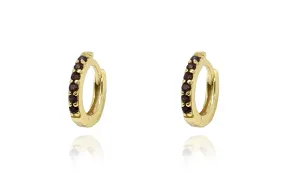 Reddy Gold Smokey Quartz CZ Sterling Silver Huggies