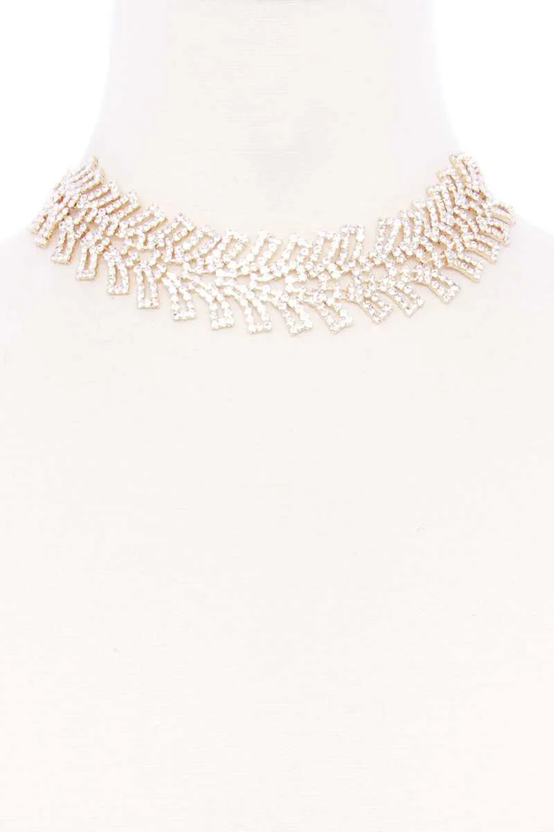 Rhinestone Wide Short Necklace