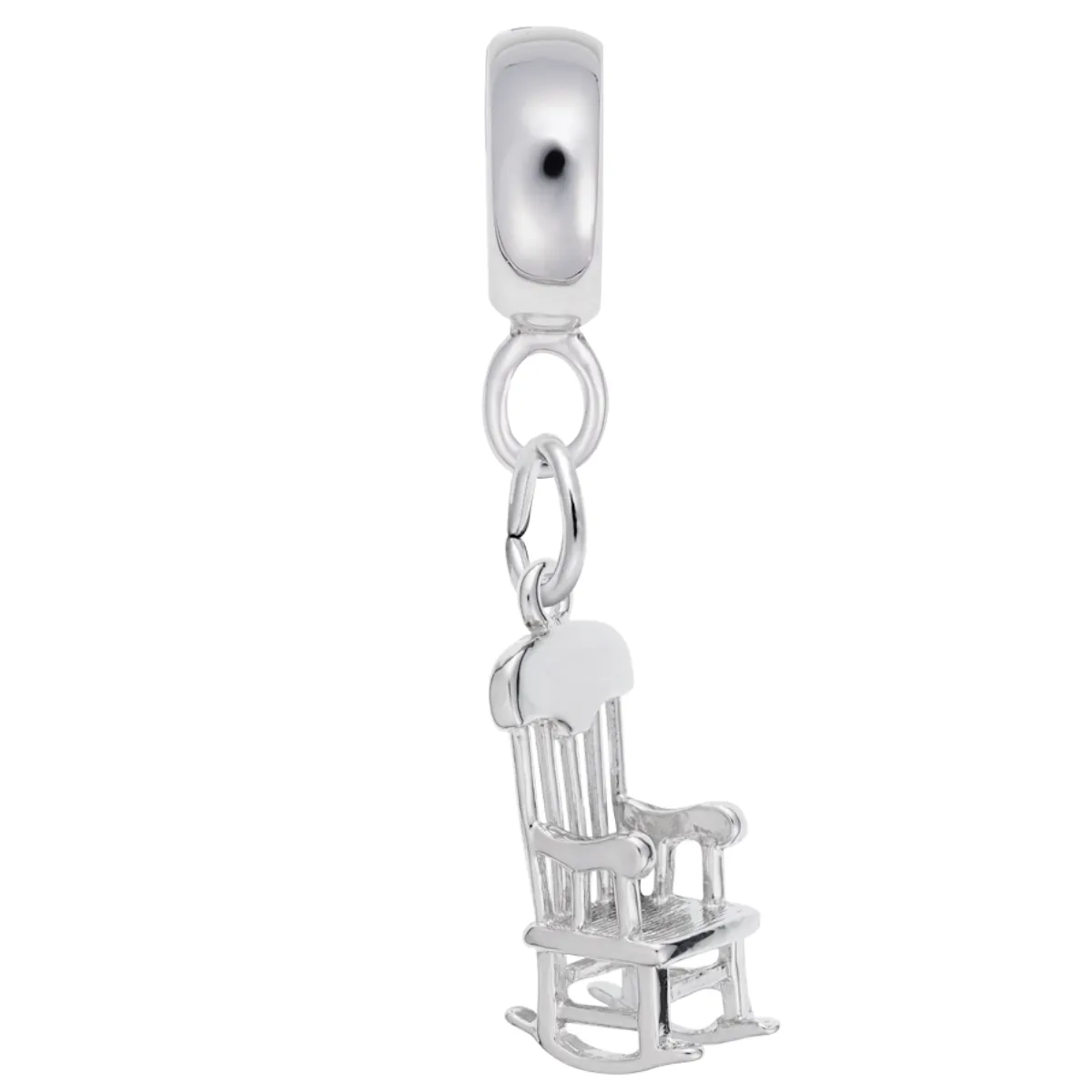Rocking Chair Charm Dangle Bead In Sterling Silver