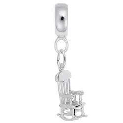 Rocking Chair Charm Dangle Bead In Sterling Silver