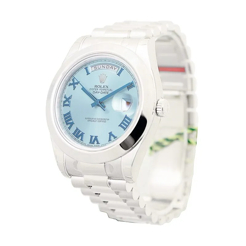 Rolex Day-Date II Ice Blue Dial Platinum President Automatic Men's Watch 218206IBLRP