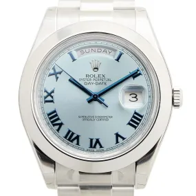 Rolex Day-Date II Ice Blue Dial Platinum President Automatic Men's Watch 218206IBLRP