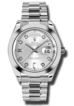 Rolex Day-Date II Silver Dial Platinum President Automatic Men's Watch 218206SDP