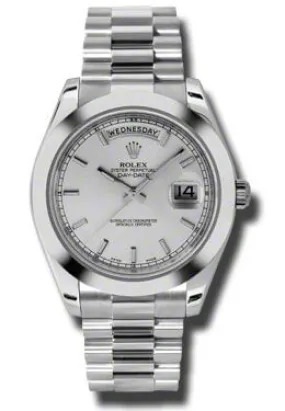 Rolex Day-Date II Silver Dial Platinum President Automatic Men's Watch 218206SSP