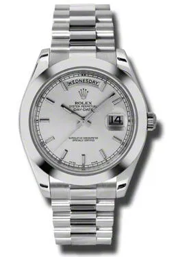 Rolex Day-Date II Silver Dial Platinum President Automatic Men's Watch 218206SSP
