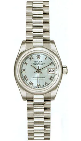 Rolex Lady-Datejust 26 Blue Dial Platinum President Automatic Ladies Watch 179166BLRP 179166-BLR