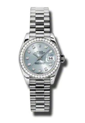 Rolex Lady-Datejust 26 Ice Blue Dial Platinum President Automatic Ladies Watch 179136IBLDP