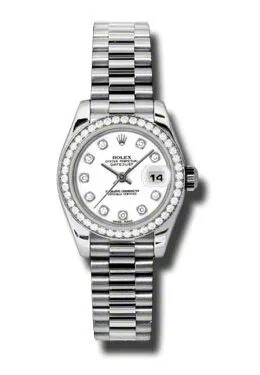 Rolex Lady-Datejust 26 White Dial Platinum President Automatic Ladies Watch 179136WDP