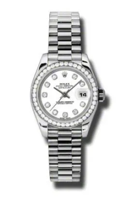 Rolex Lady-Datejust 26 White Dial Platinum President Automatic Ladies Watch 179136WDP