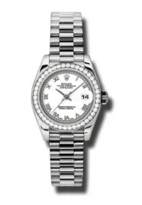 Rolex Lady-Datejust 26 White Dial Platinum President Automatic Ladies Watch 179136WRP