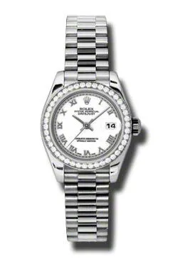 Rolex Lady-Datejust 26 White Dial Platinum President Automatic Ladies Watch 179136WRP