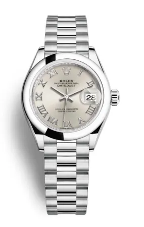 Rolex Lady-Datejust Silver Dial Automatic Platinum President Watch 279166SRP