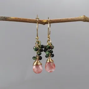 Ruby Zoisite Cherry Quartz Hoop Earrings