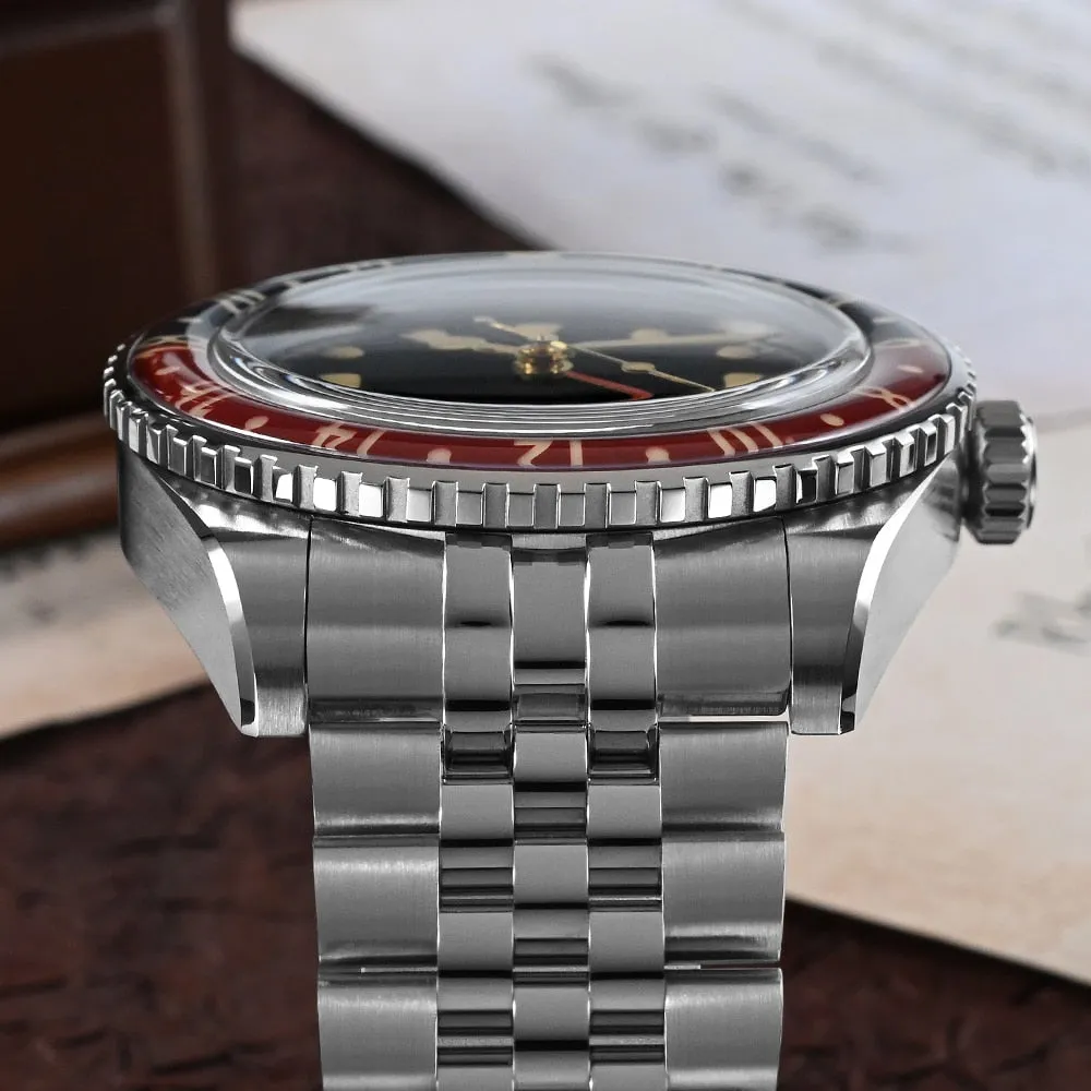 San Martin New 40mm Vintage GMT Full Luminous Bidirectional Sapphire Glass Bezel Luxury Men Automatic Mechanical Watch 20 ATM