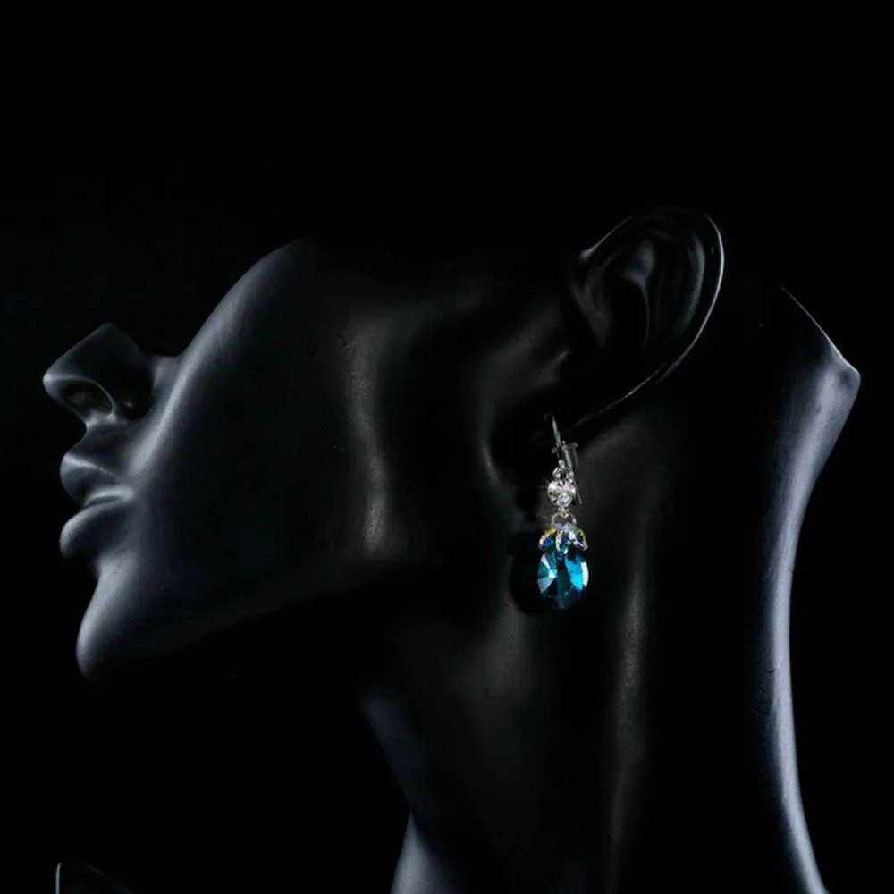 SeaBlue Rhinestone Crystal Drop Earrings