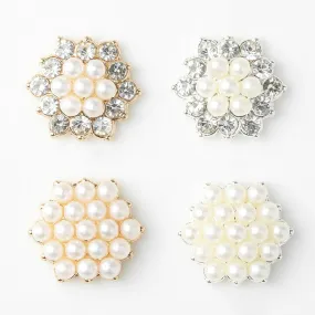 Shiny Rhinestone Pearl Floral Alloy Jewelry Accessory