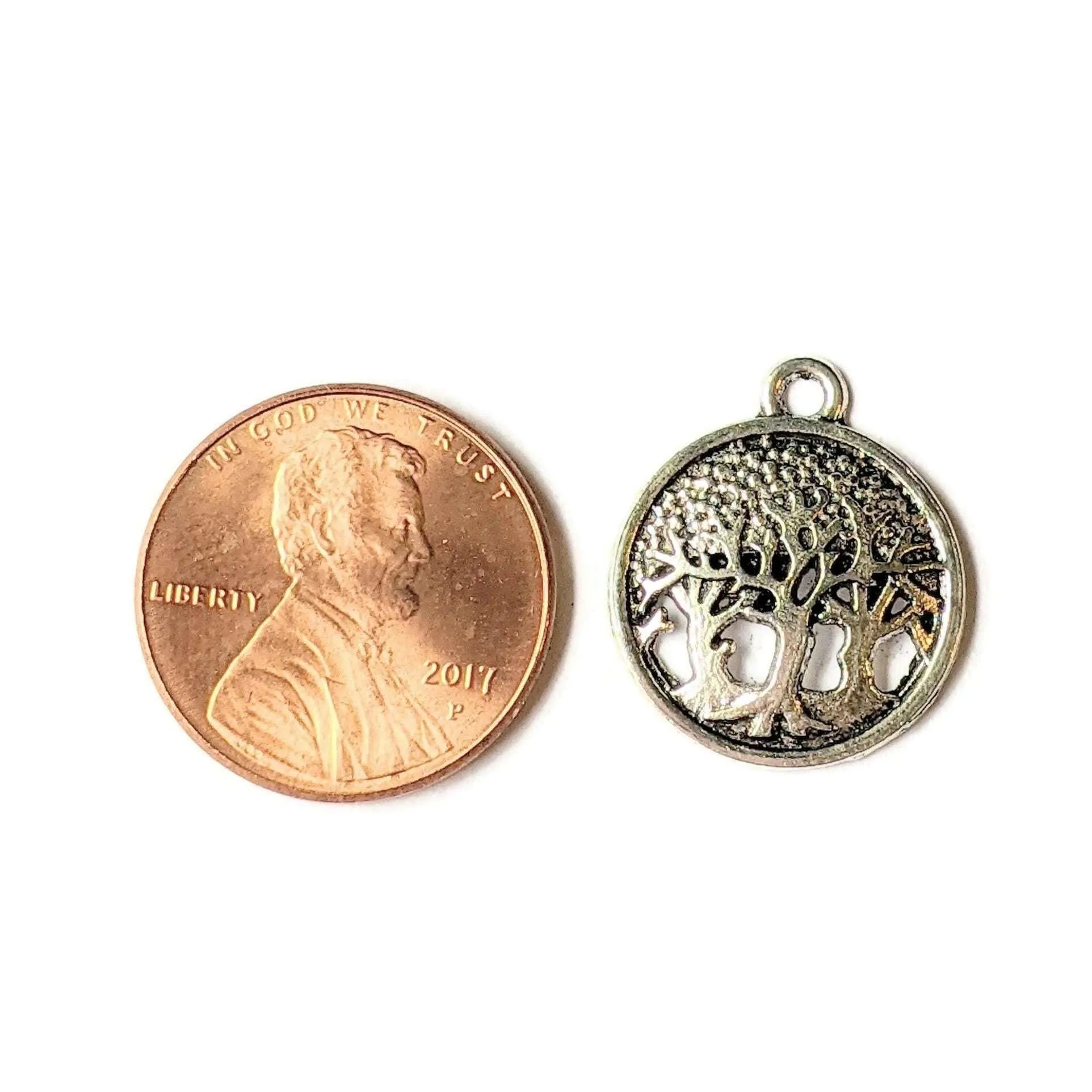 Silver Forest of Life Disc Charm