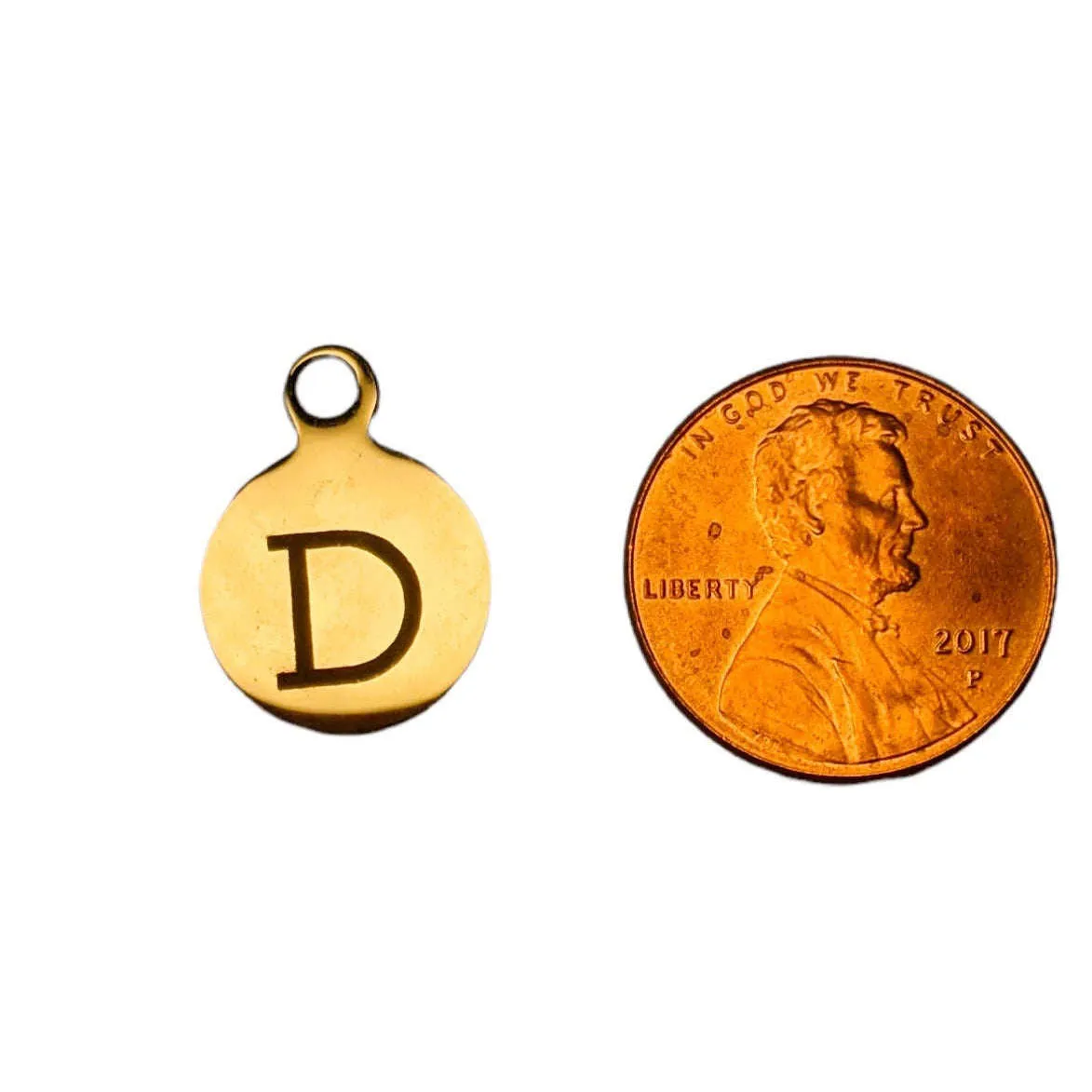 Silver Round Initial Charm - Letter D