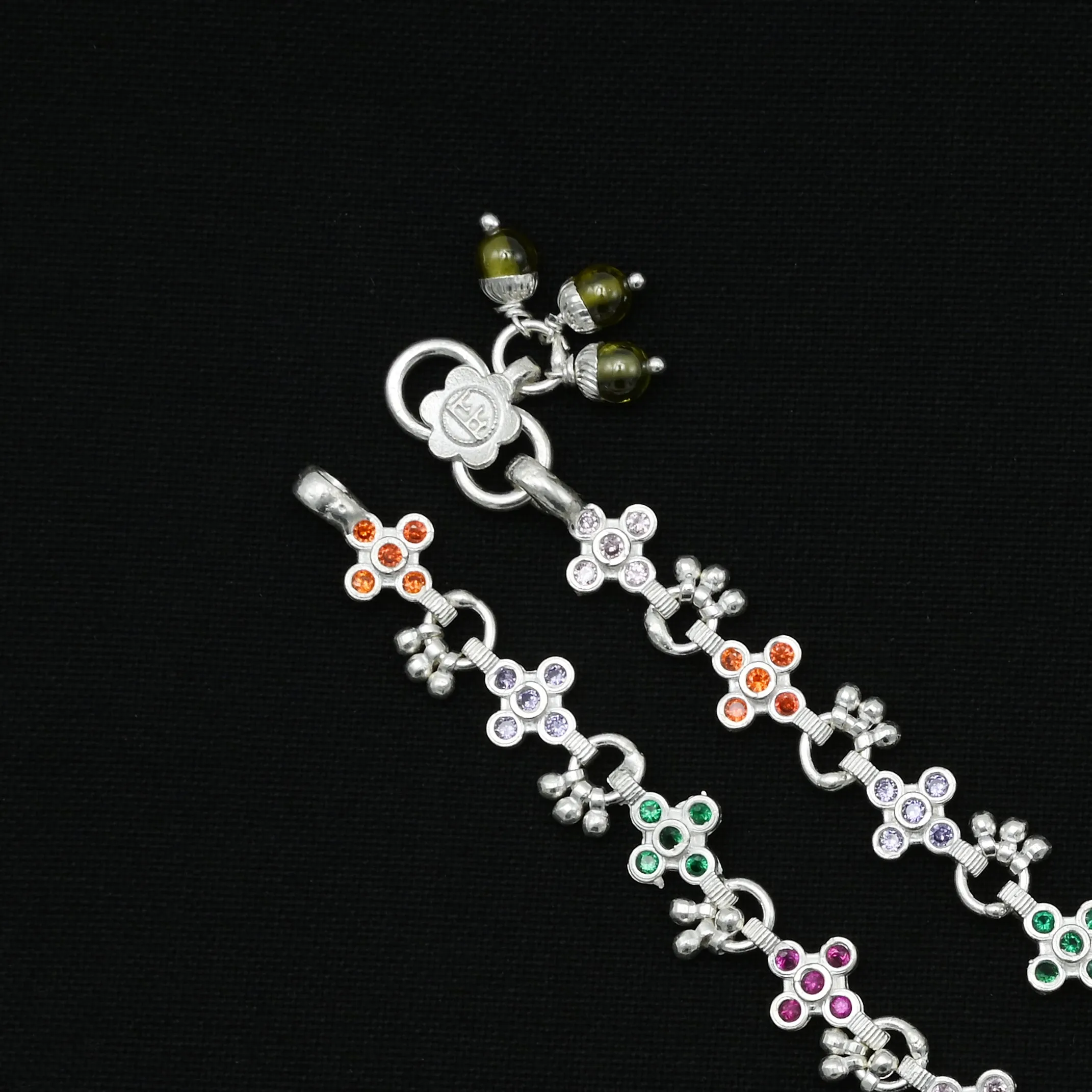 Silver Sterling Floral Design Anklets