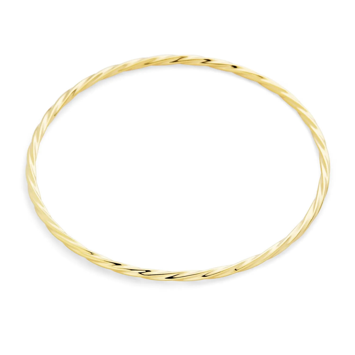 Simple Tri-Color Twist Bangle Bracelet, Rose Gold & Silver Plated, Stacking Style