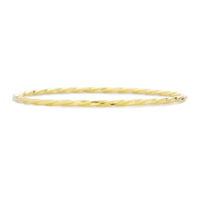 Simple Tri-Color Twist Bangle Bracelet, Rose Gold & Silver Plated, Stacking Style