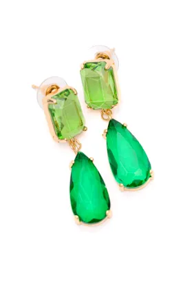 SPARKLEY SPIRIT DROP CRYSTAL EARRINGS IN GREEN