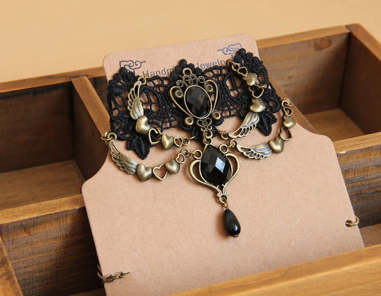 Statement necklaces Gothic jewelry vintage lace necklaces & pendants false collar women accessories choker necklace