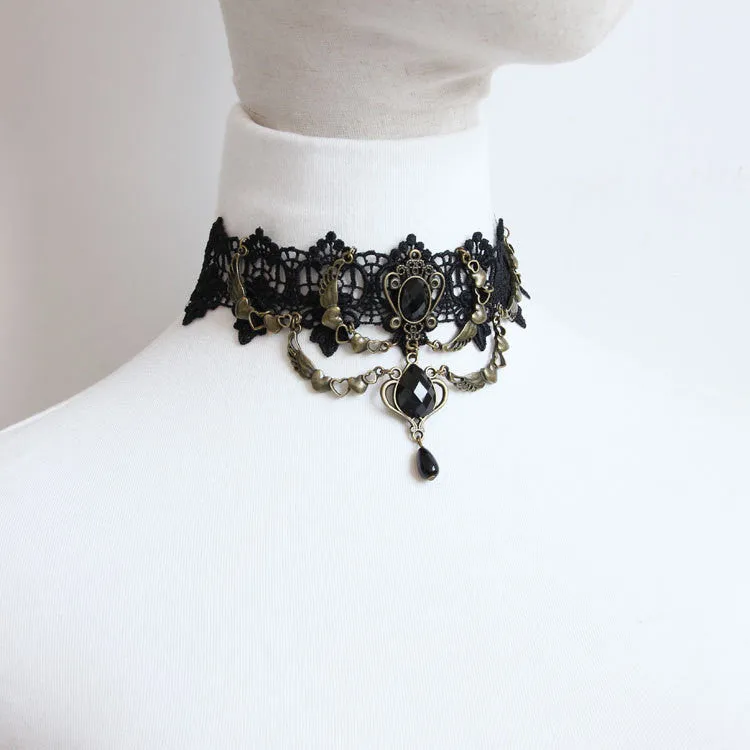 Statement necklaces Gothic jewelry vintage lace necklaces & pendants false collar women accessories choker necklace