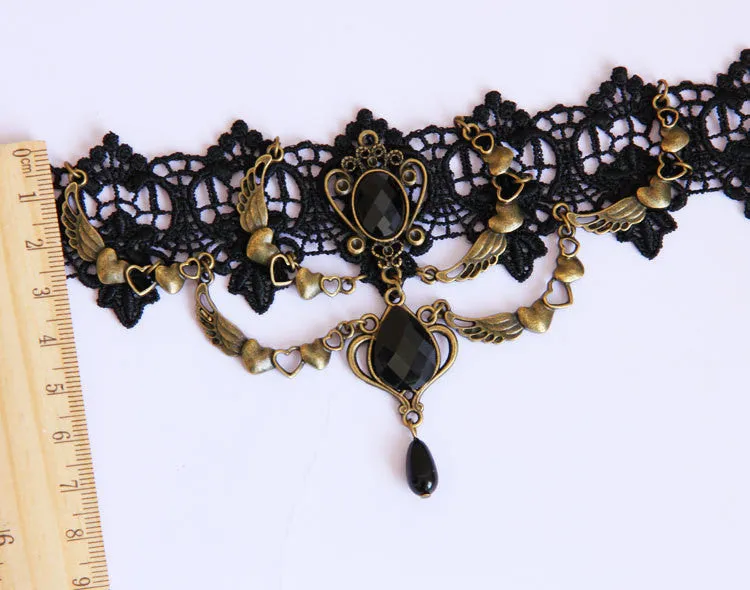 Statement necklaces Gothic jewelry vintage lace necklaces & pendants false collar women accessories choker necklace