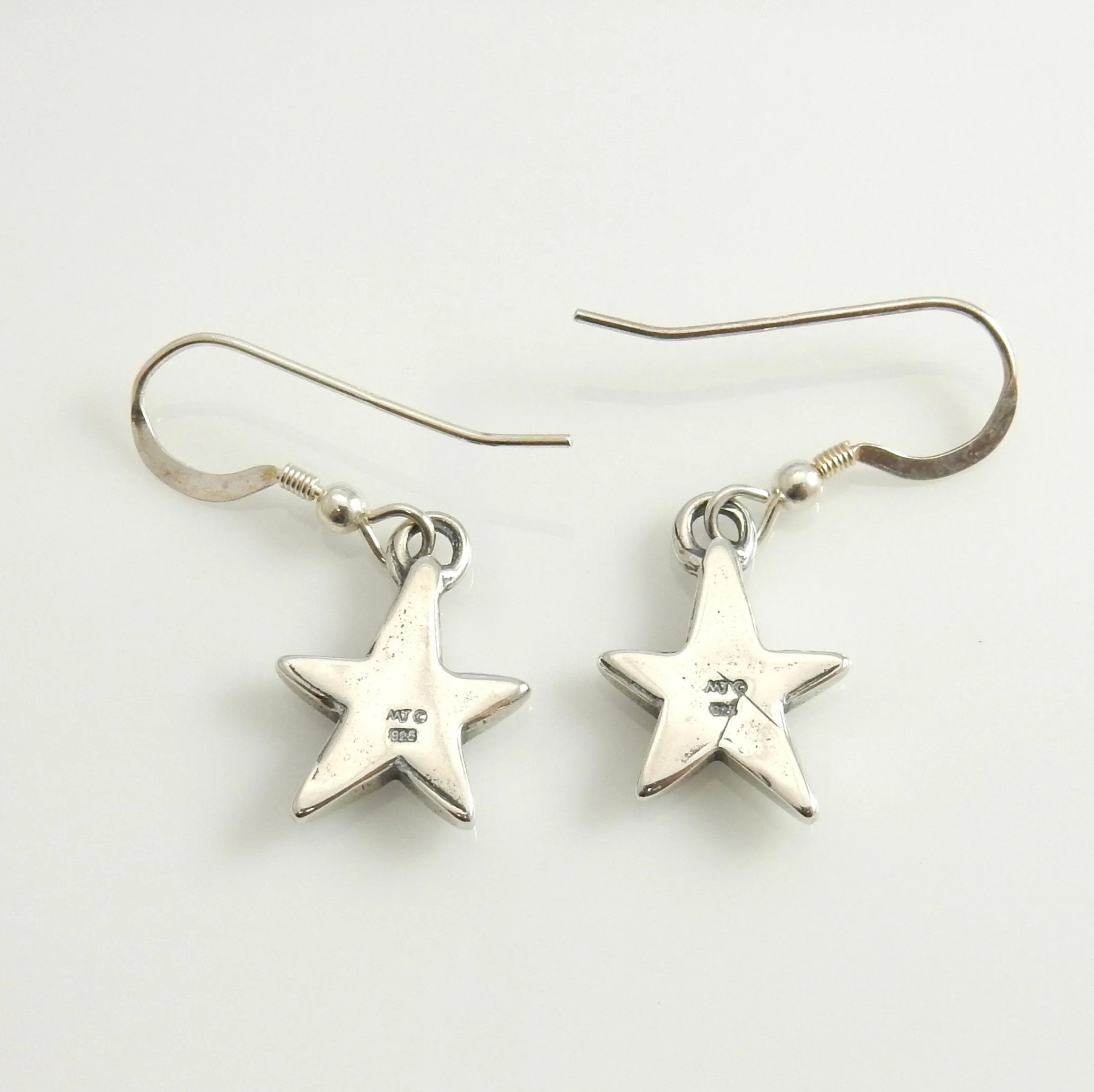 Sterling Silver Blue Turquoise Inlay Star Earrings