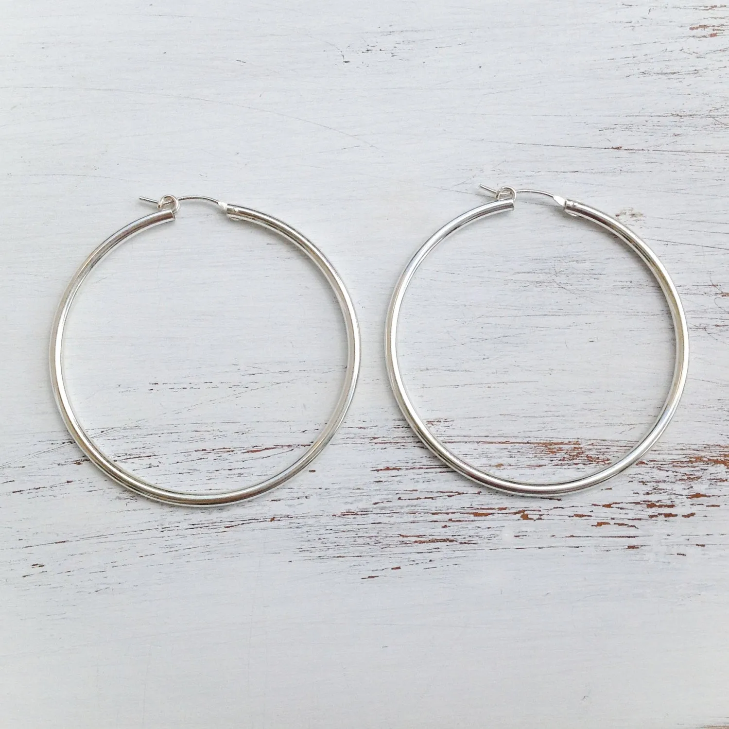 Sterling Silver Large Hoop Earrings