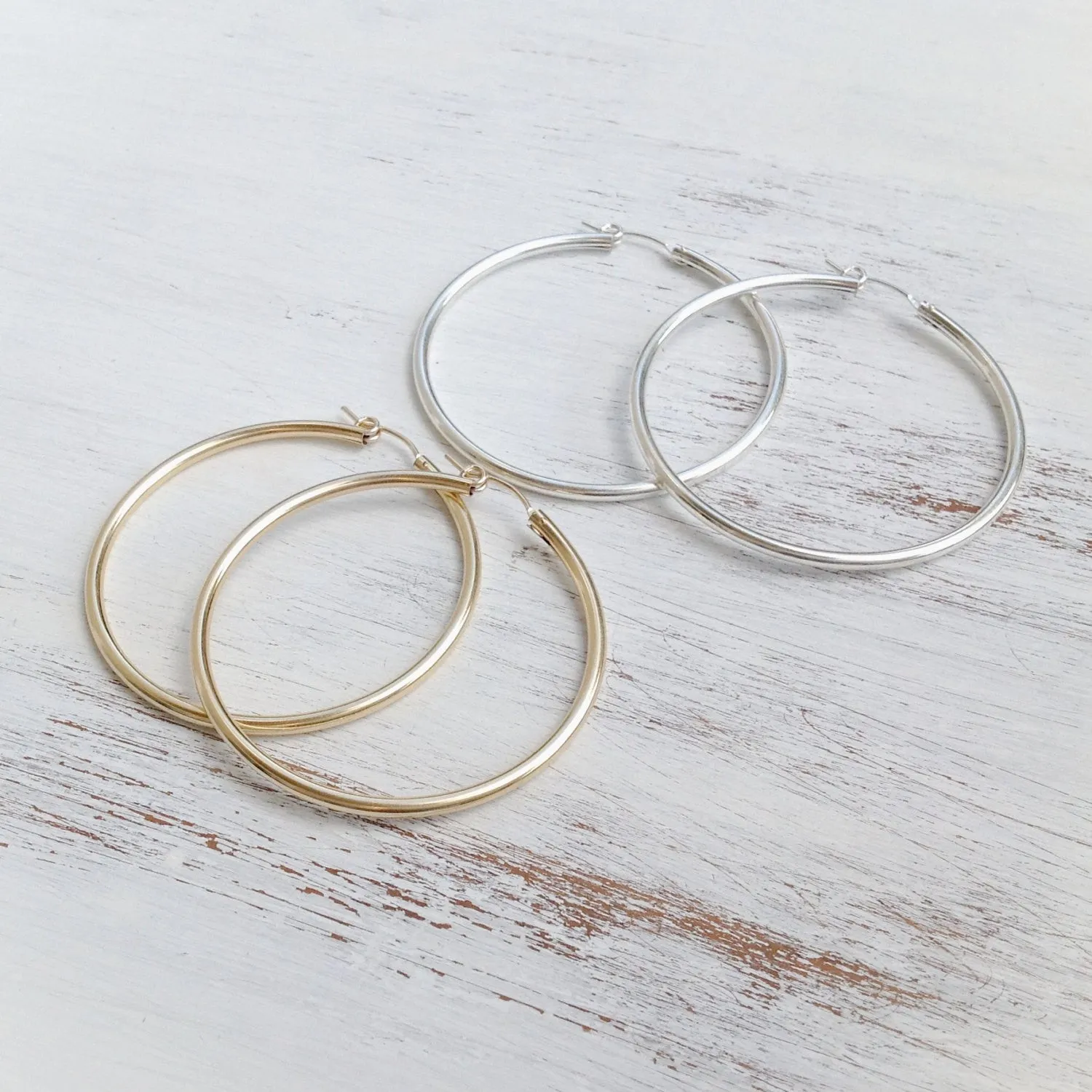 Sterling Silver Large Hoop Earrings