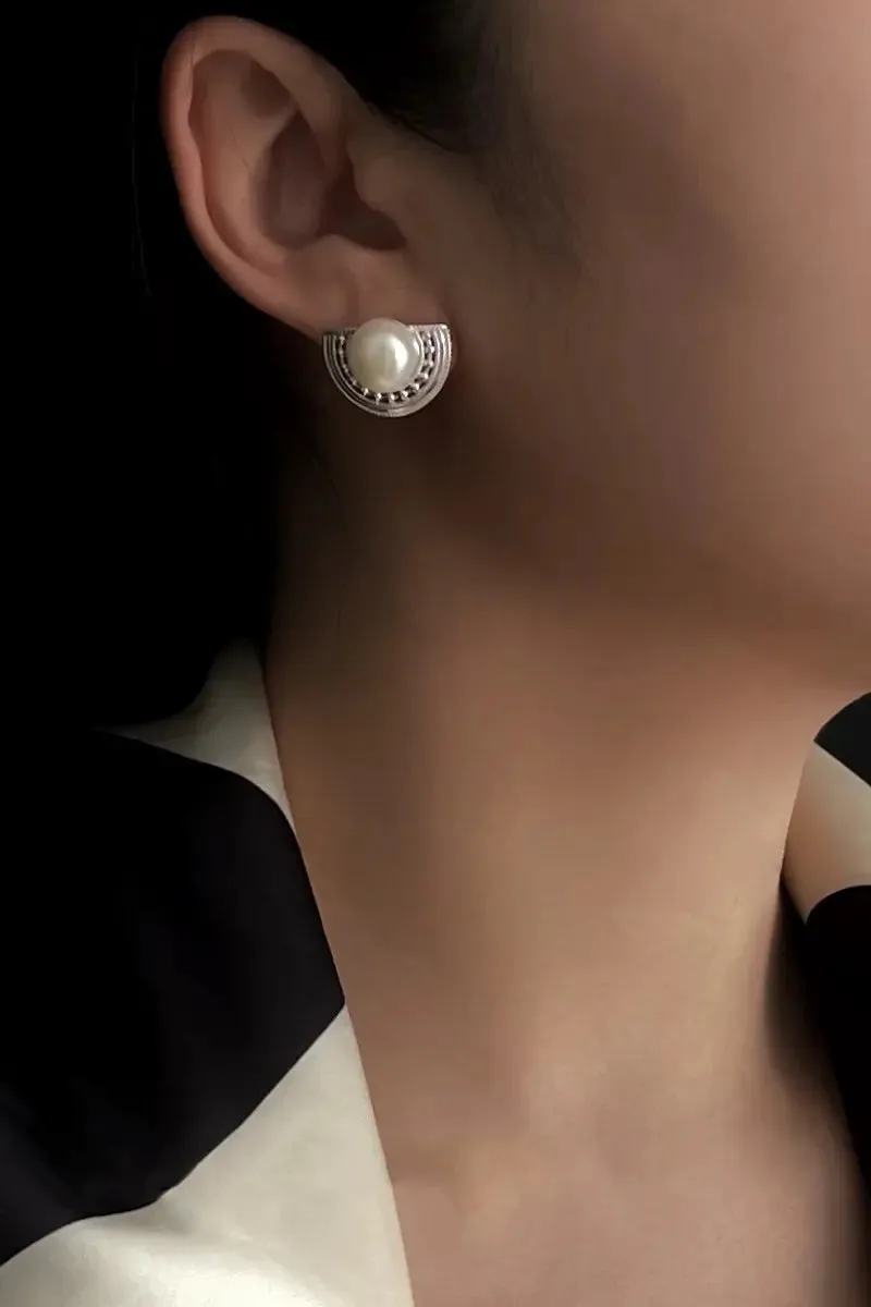 Sterling Silver Stud Earrings with Freshwater Pearls