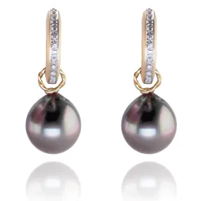 Tahitian Pearl & Diamond 'Huggies'