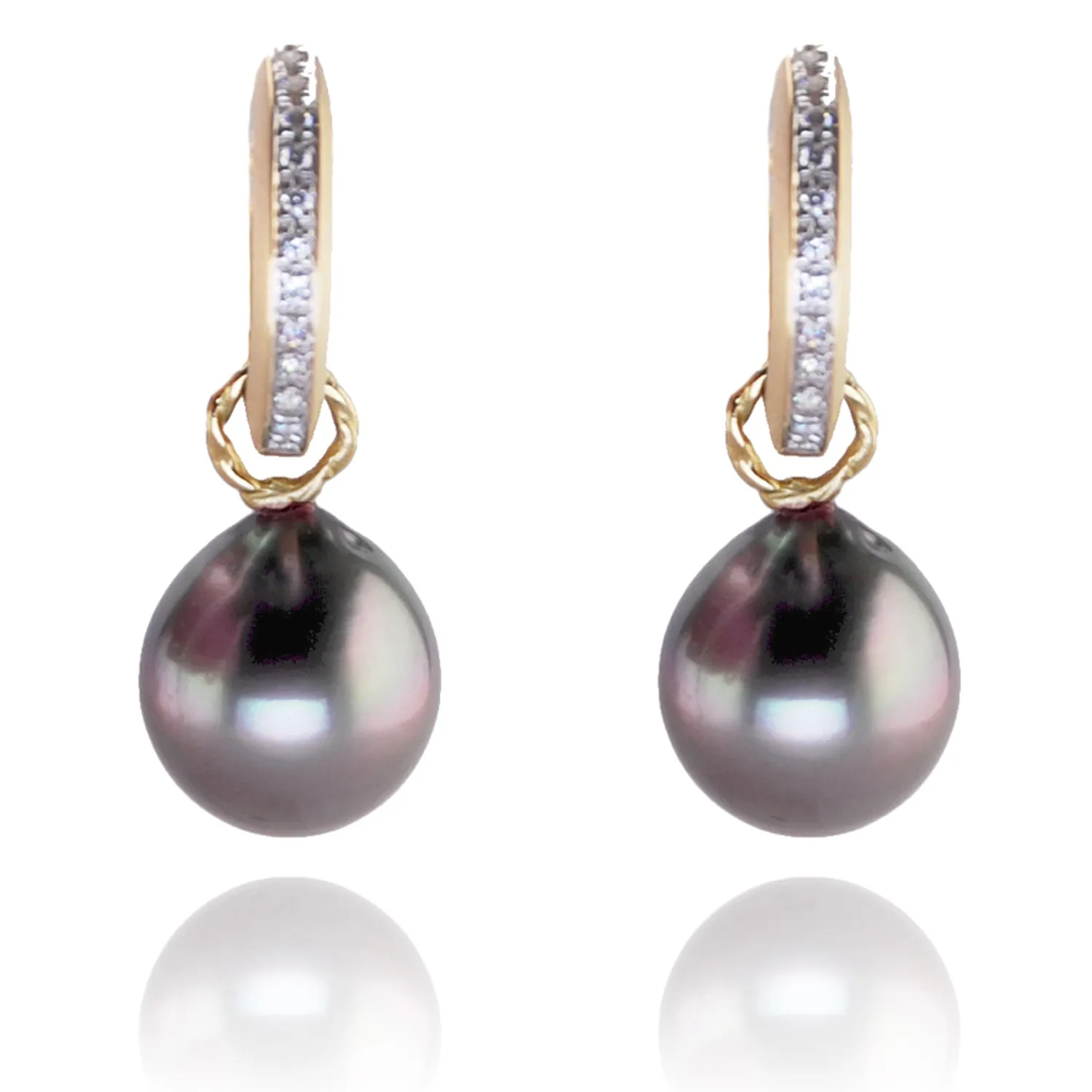 Tahitian Pearl & Diamond 'Huggies'