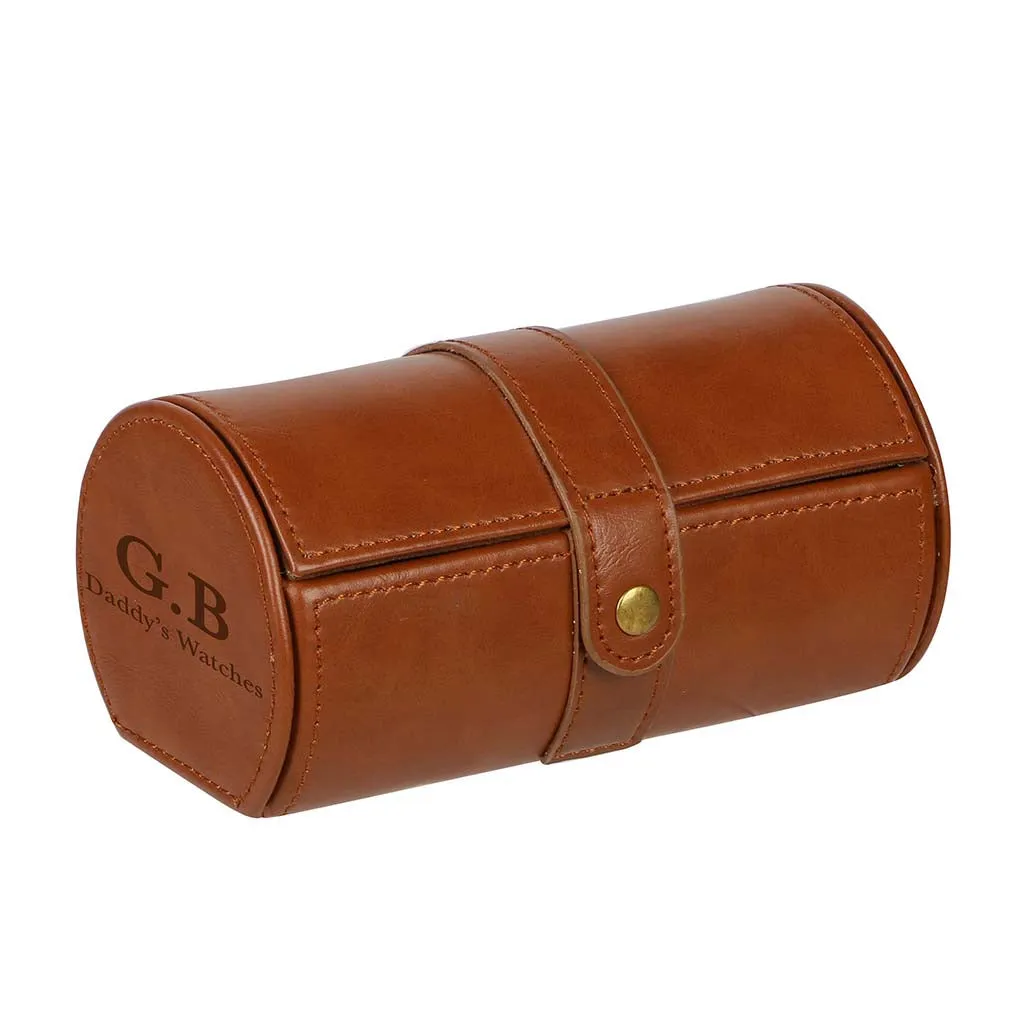 Tan Brown Leather Two Section Watch Box