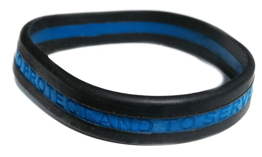 Thin Blue Line Silicone Law Enforcement Bracelet Pack of 3 Adult Size