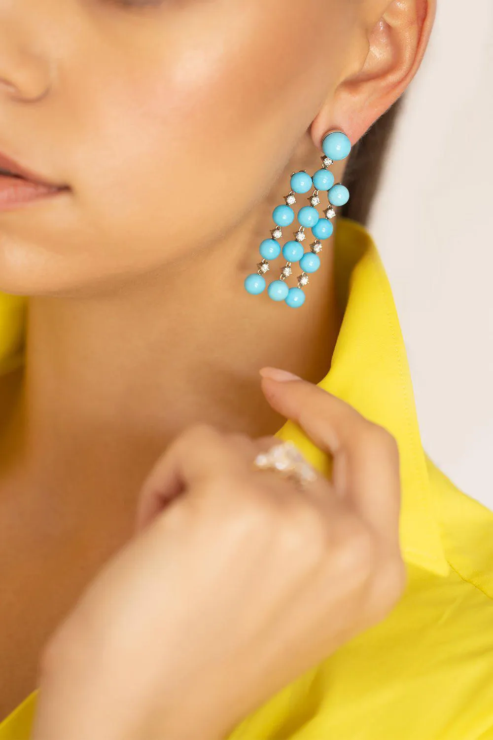 Turquoise Gumball Fringe Earrings