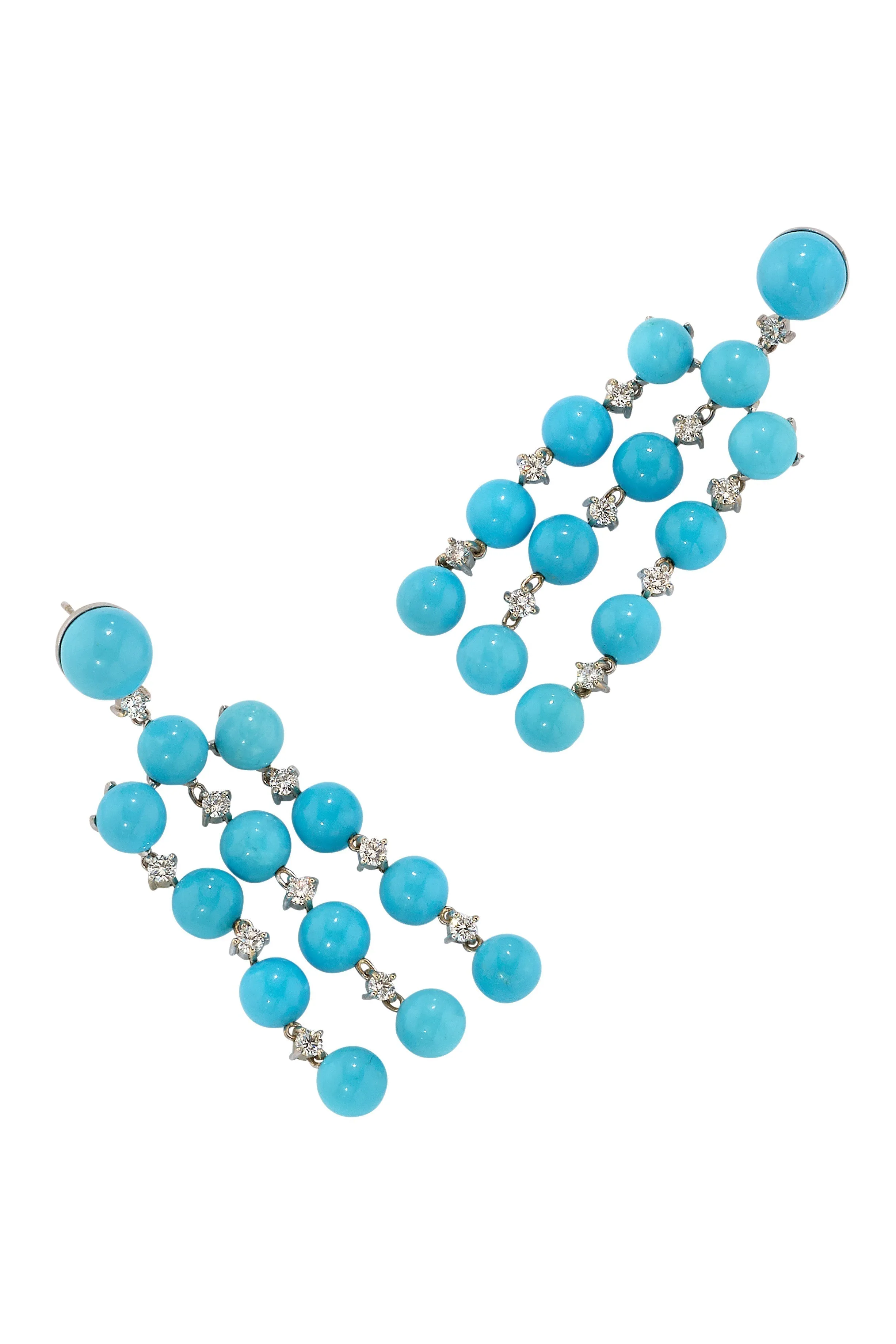 Turquoise Gumball Fringe Earrings