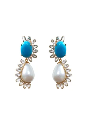 Turquoise Pearl Drop Earrings