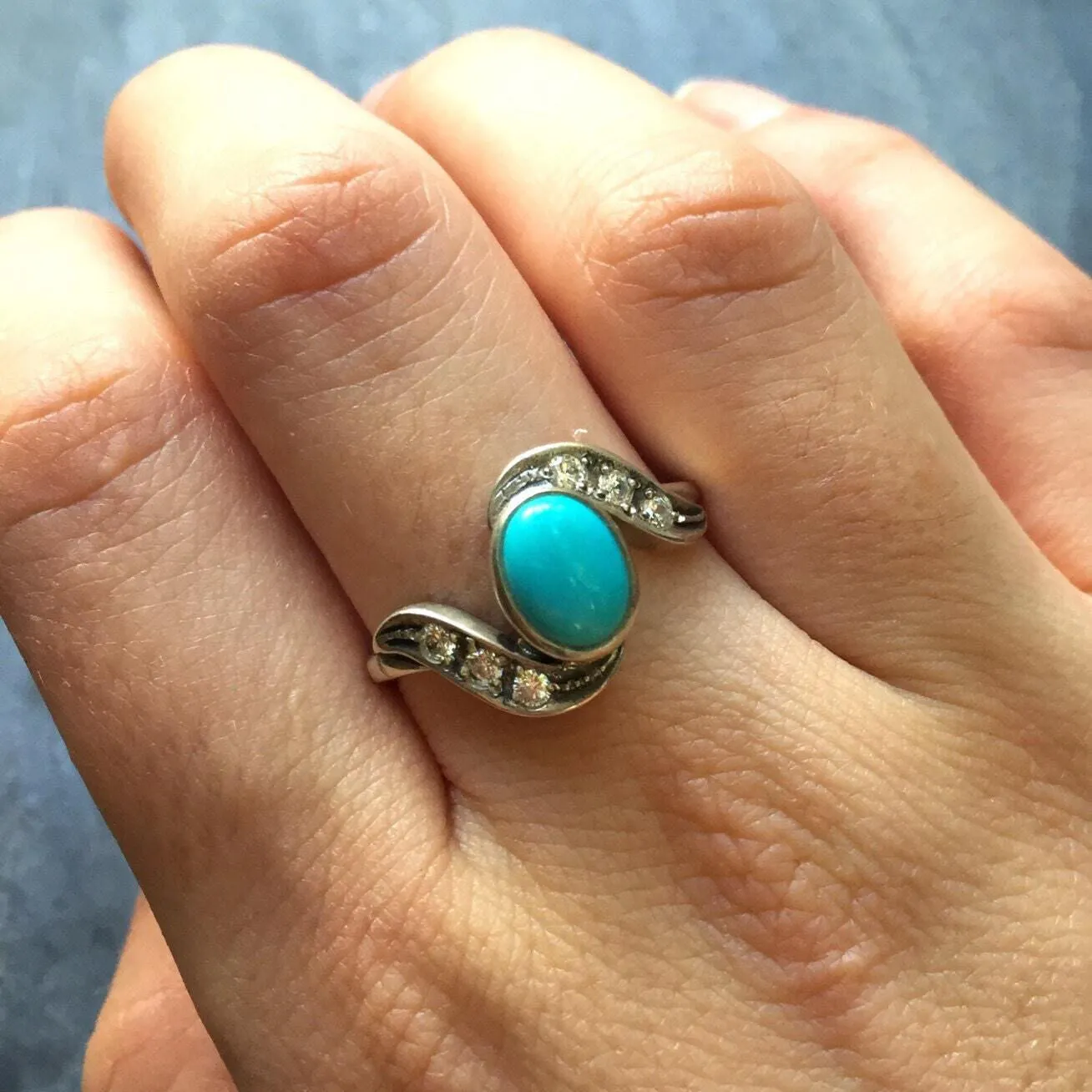 Turquoise Ring - Sleeping Beauty Ring - Blue Vintage Ring