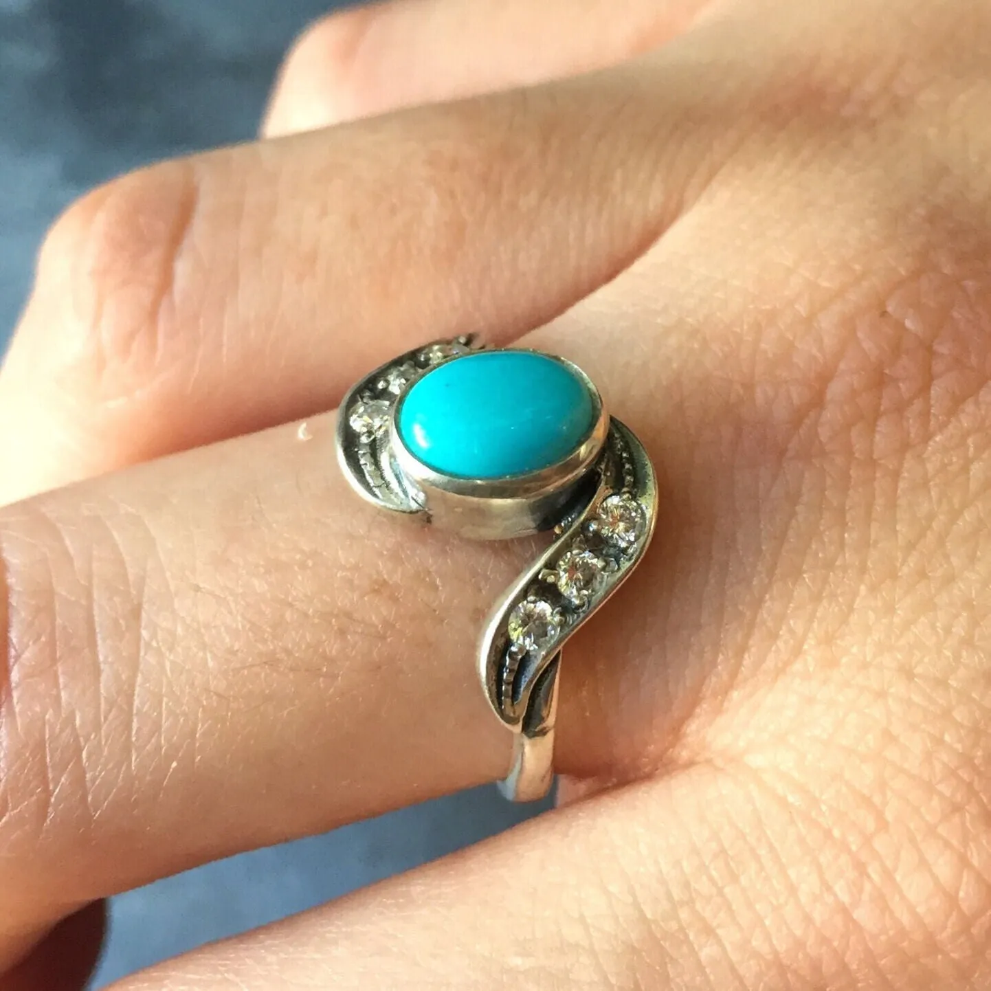 Turquoise Ring - Sleeping Beauty Ring - Blue Vintage Ring