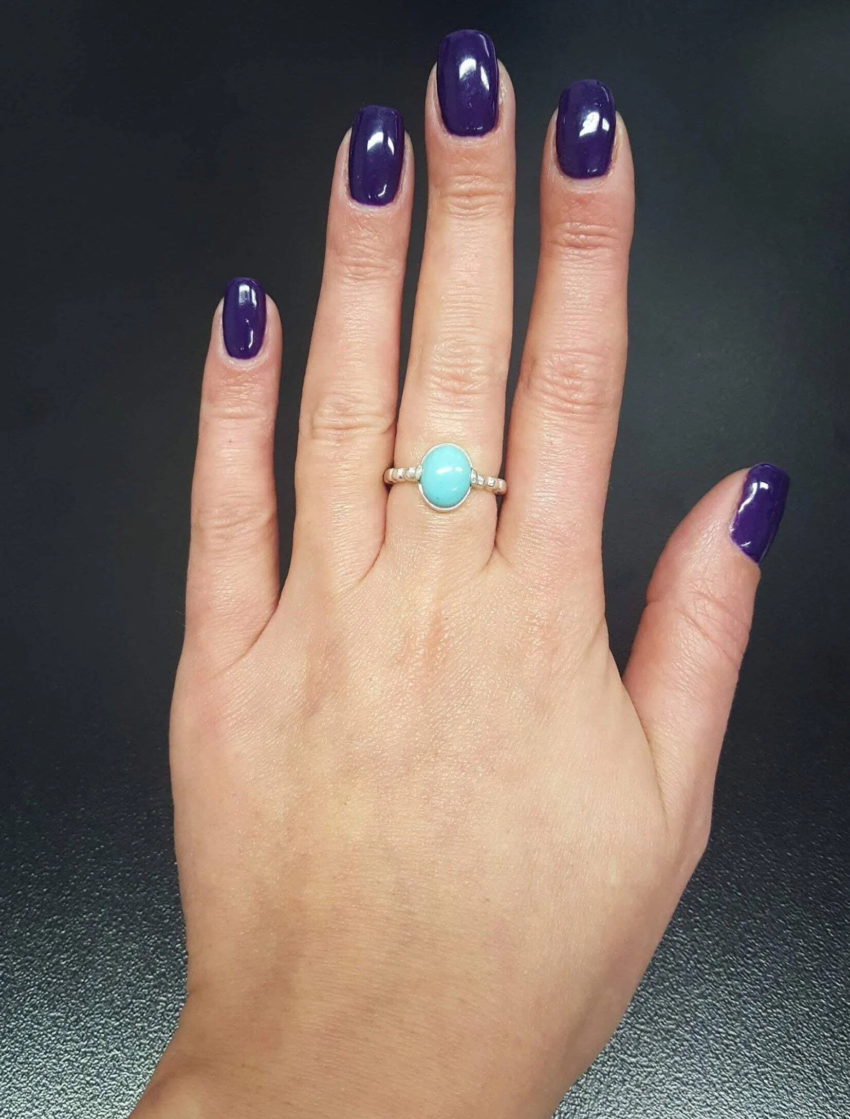 Turquoise Silver Ring - Sleeping Beauty Turquoise - Blue Bezel Ring
