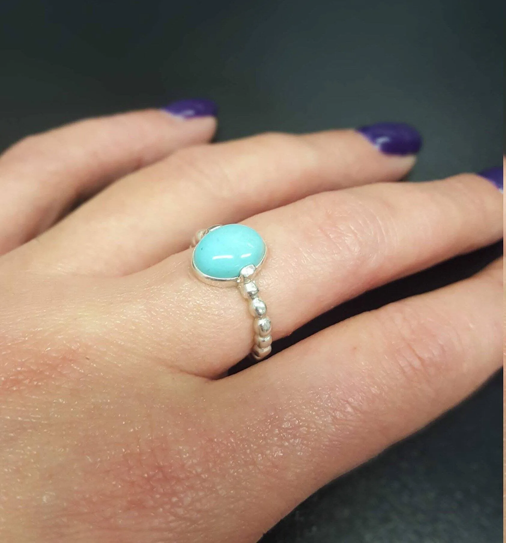 Turquoise Silver Ring - Sleeping Beauty Turquoise - Blue Bezel Ring