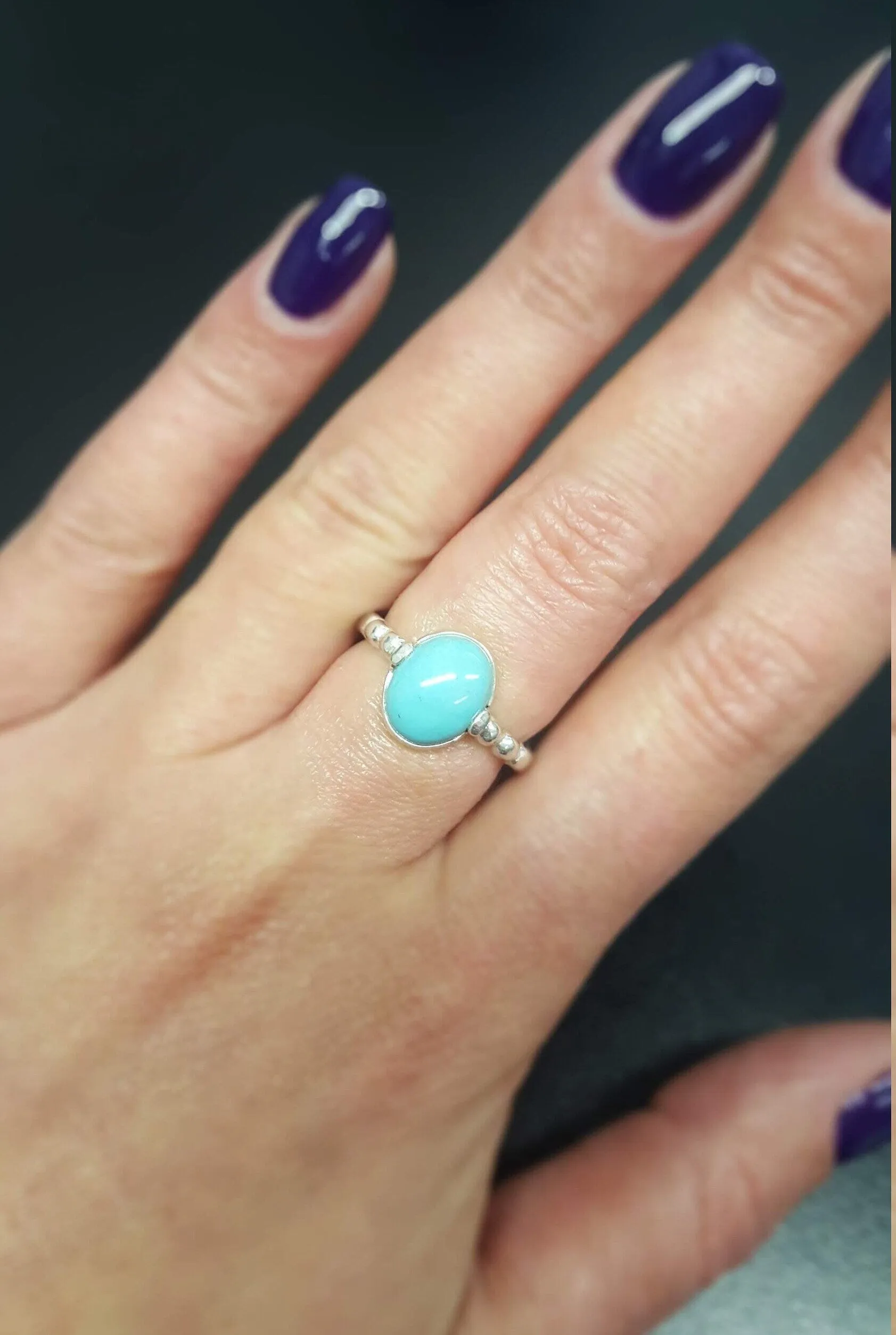 Turquoise Silver Ring - Sleeping Beauty Turquoise - Blue Bezel Ring