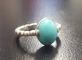 Turquoise Silver Ring - Sleeping Beauty Turquoise - Blue Bezel Ring
