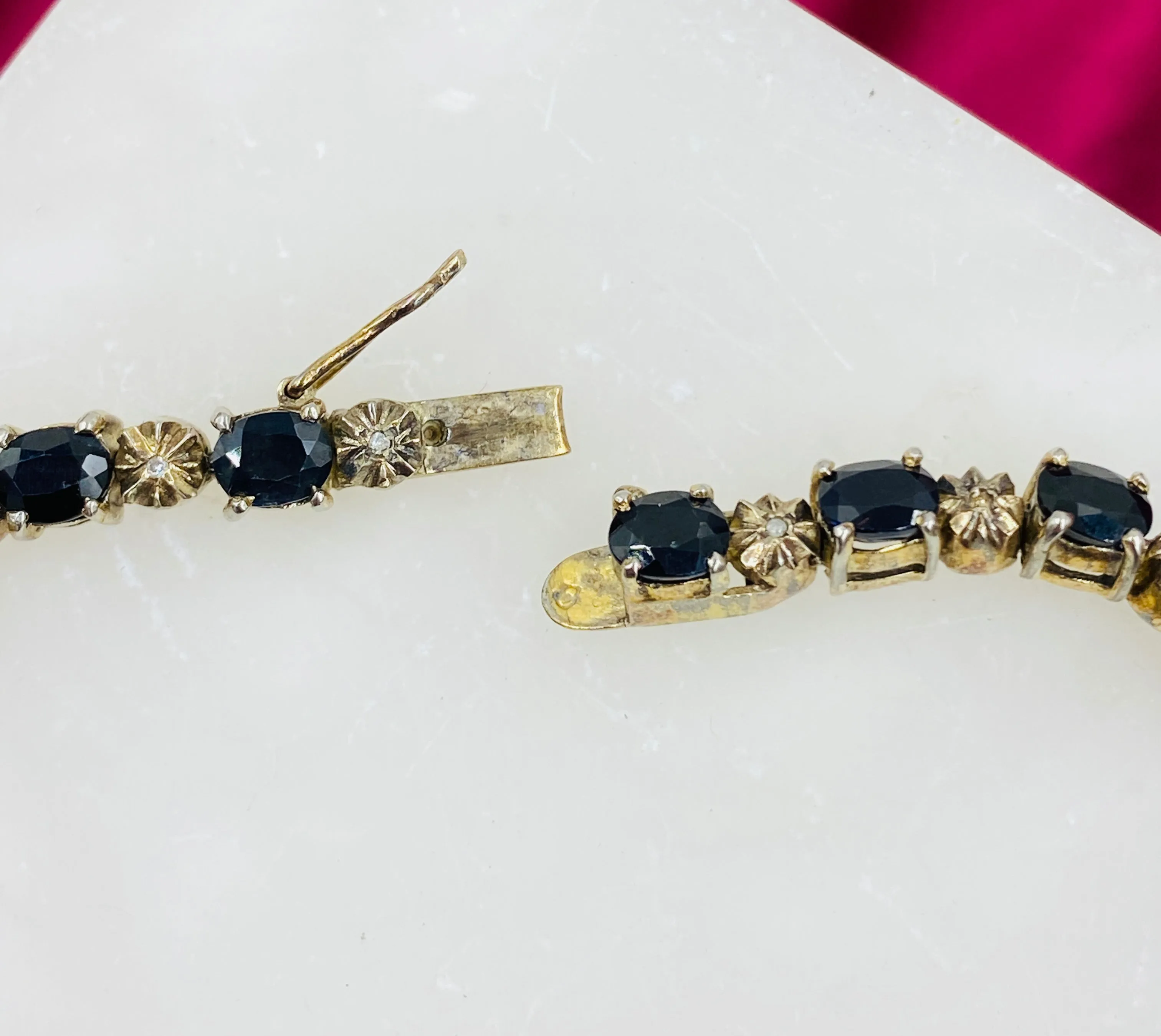 Vintage 1990s Black Sapphire Tennis Bracelet