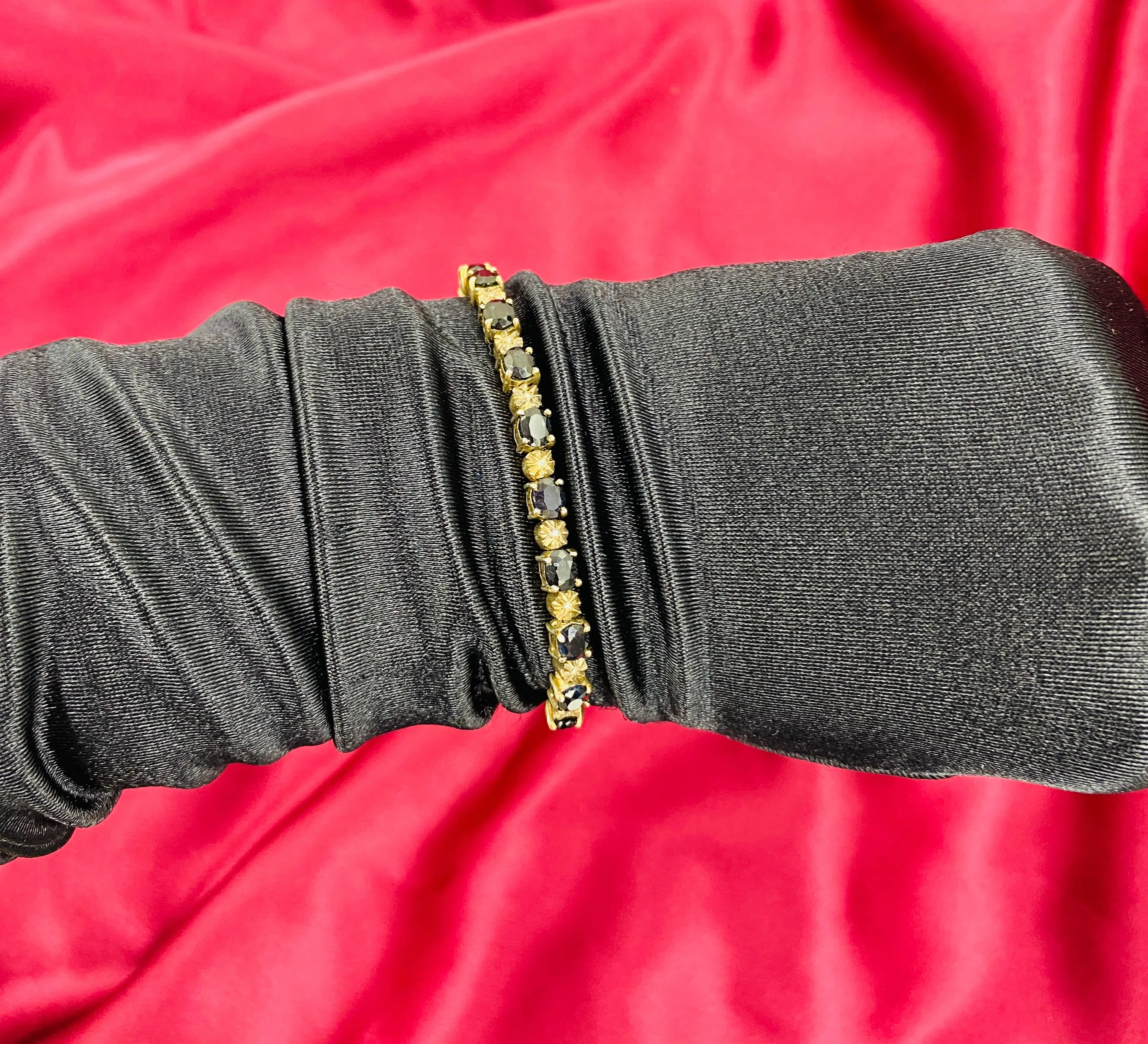 Vintage 1990s Black Sapphire Tennis Bracelet