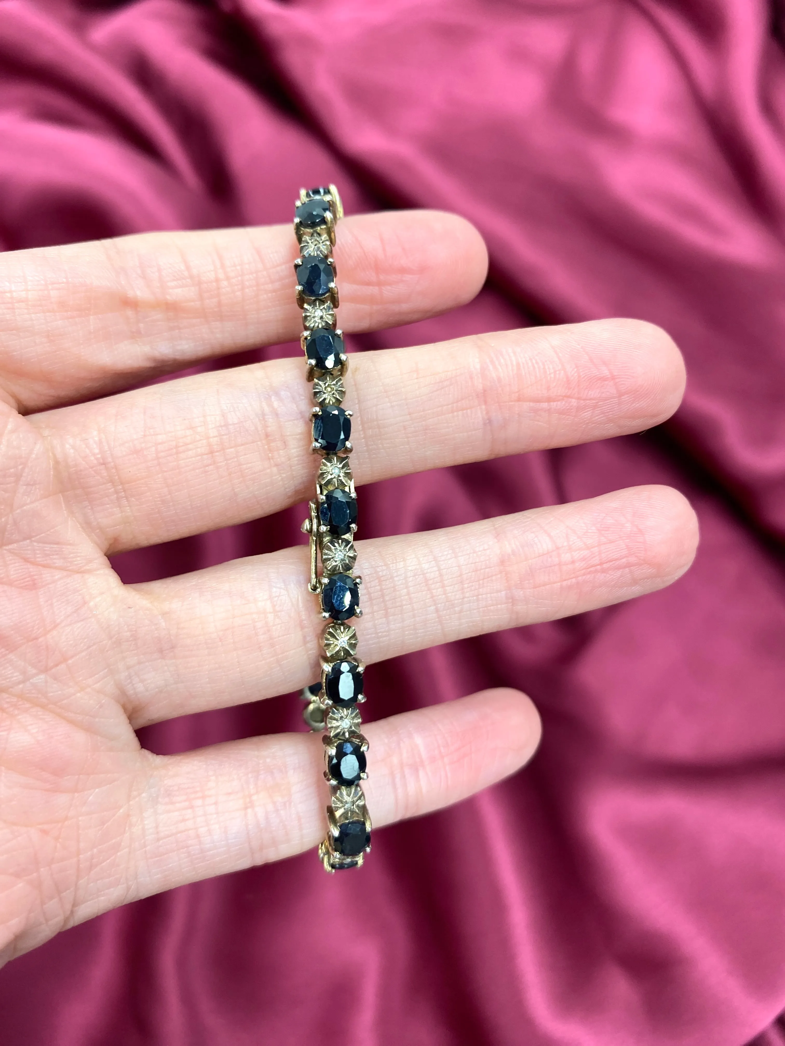 Vintage 1990s Black Sapphire Tennis Bracelet