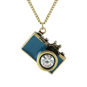 Vintage Jewelry Anitque Gold Long Chain Colorful Enamel Camera Pendant Necklaces Bijoux Women Top Selling Necklaces & Pendants